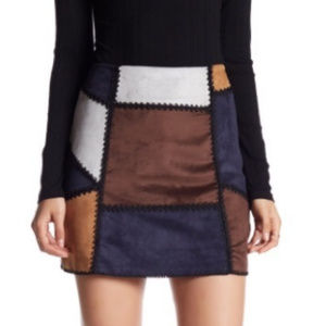 Romeo & Juliet Couture Faux Suede Patch Skirt - S